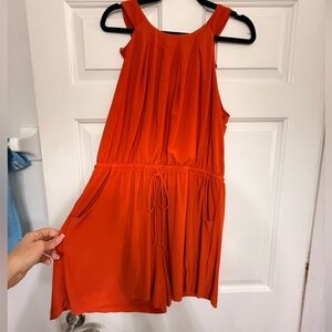 Emma & Michele Bold Coral-Red Sleeveless Romper